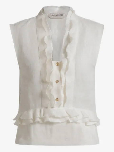 Alberta Ferretti blusa con volantes y botones