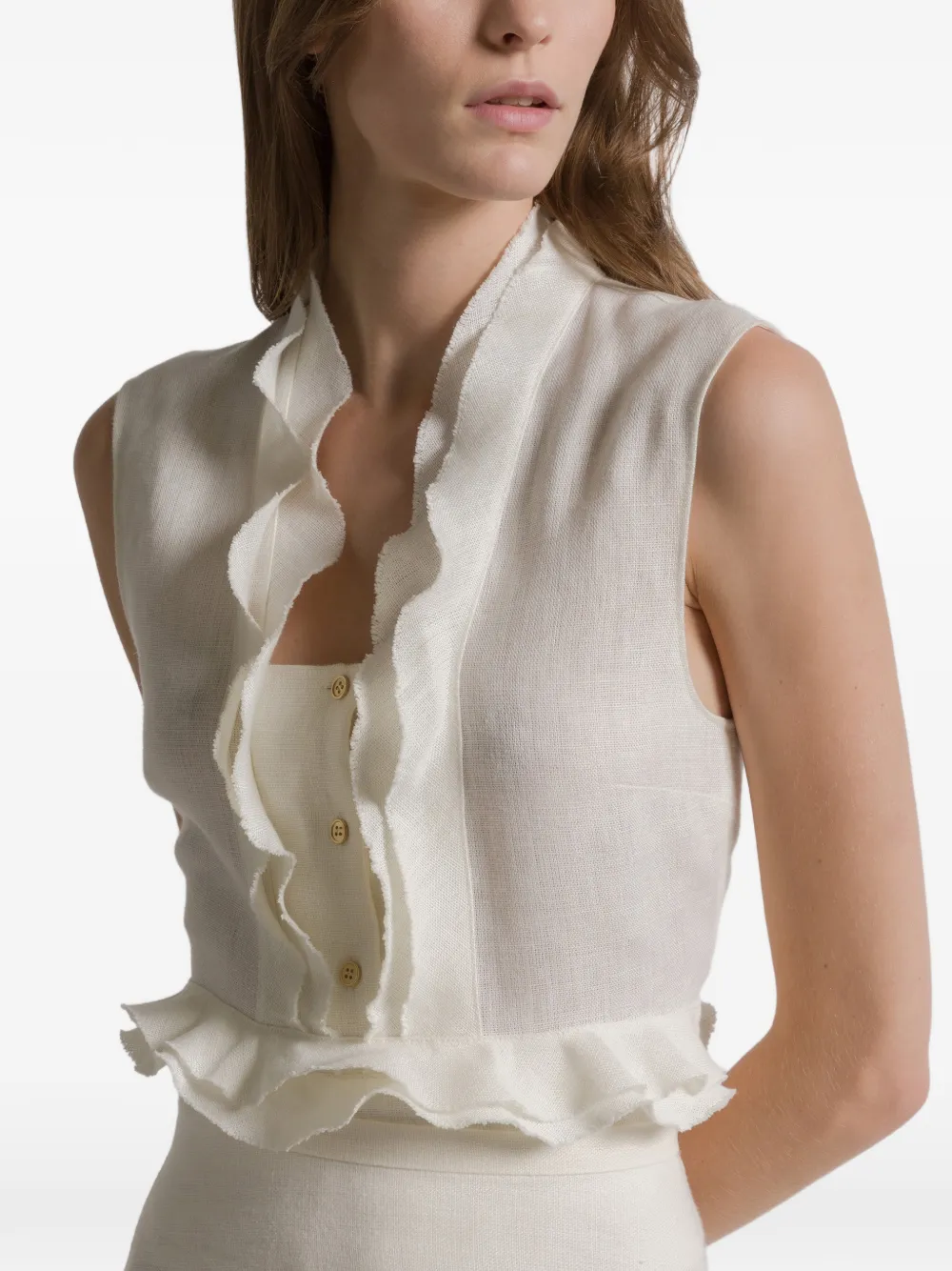 Alberta Ferretti Blouse met ruches en knopen Wit