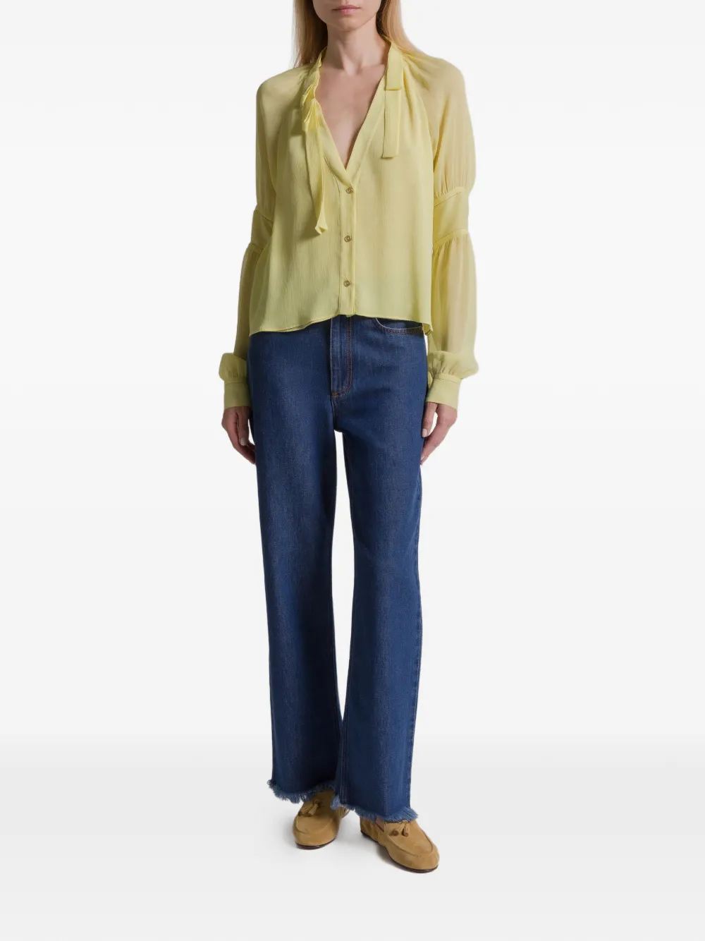 Alberta Ferretti tie-neck top - Geel