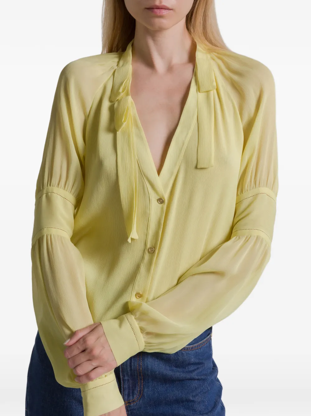 Alberta Ferretti Tie-neck Top In Yellow