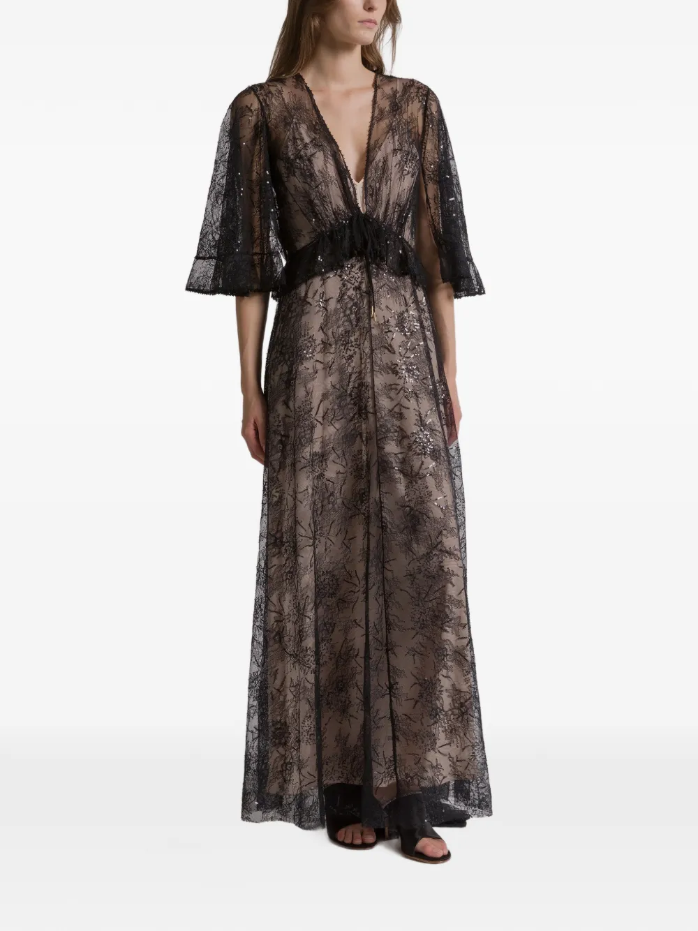 Alberta Ferretti V-neck maxi dress - Zwart