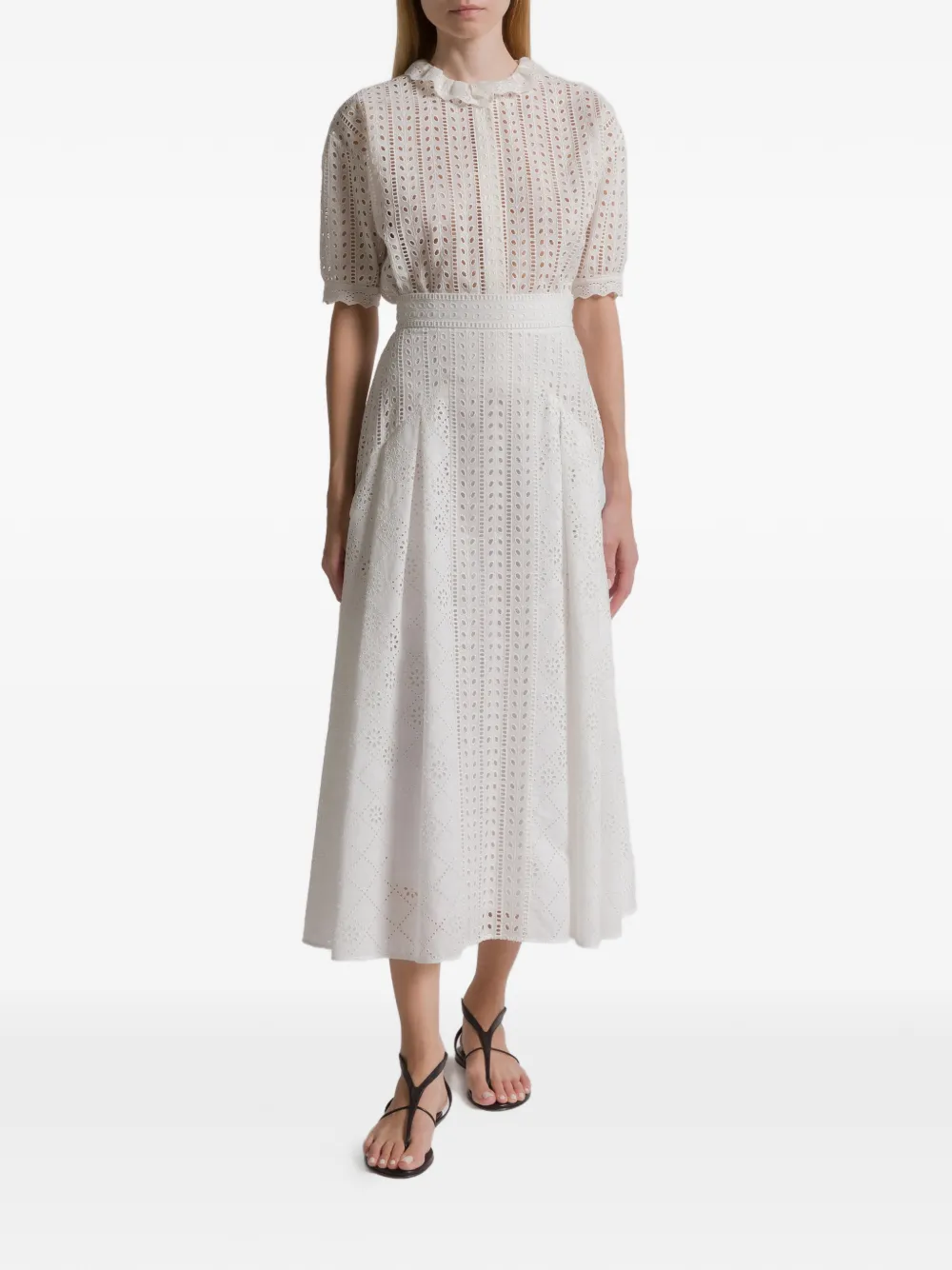 Alberta Ferretti Midi-rok met ringlets - Wit