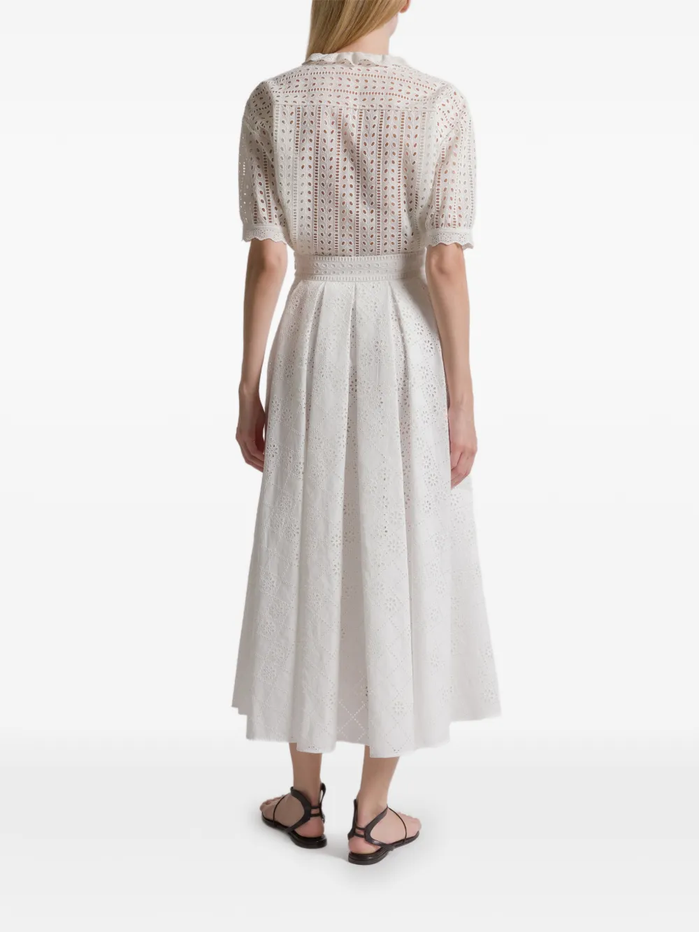 Alberta Ferretti Eyelet Midi Skirt - White 