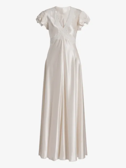 Alberta Ferretti lace-trim maxi dress