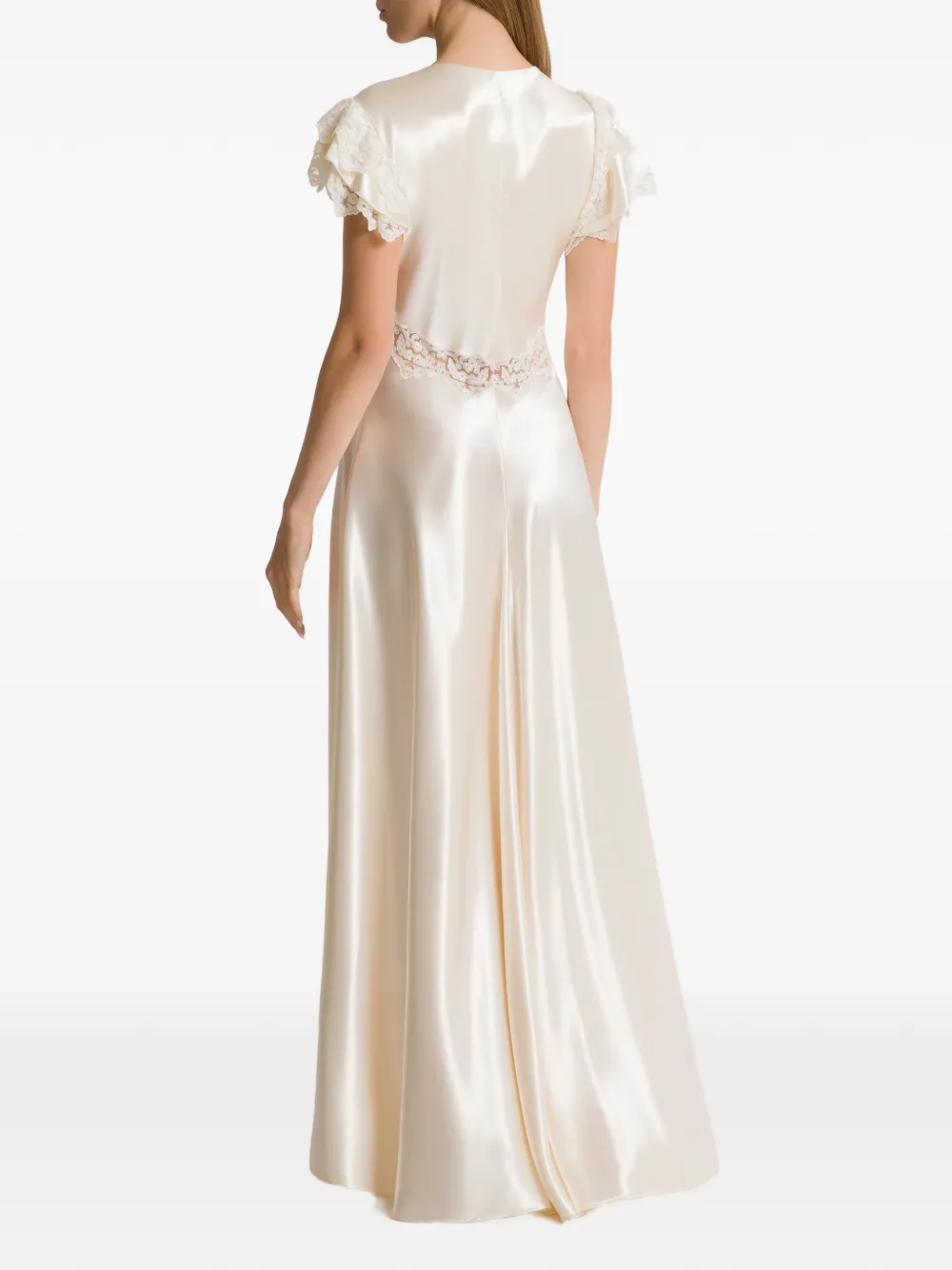 Alberta Ferretti lace-detail maxi dress Beige