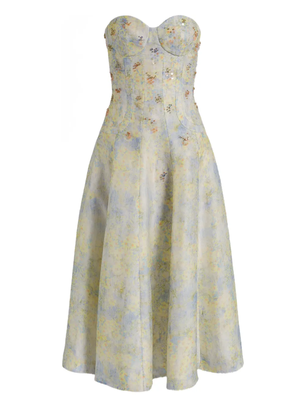 Alberta Ferretti Abito midi a fiori - Giallo