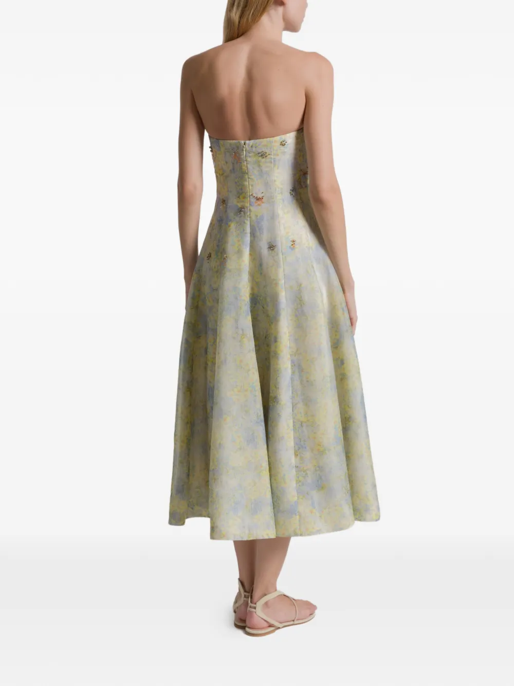 Alberta Ferretti Midi-jurk met bloemenprint Geel