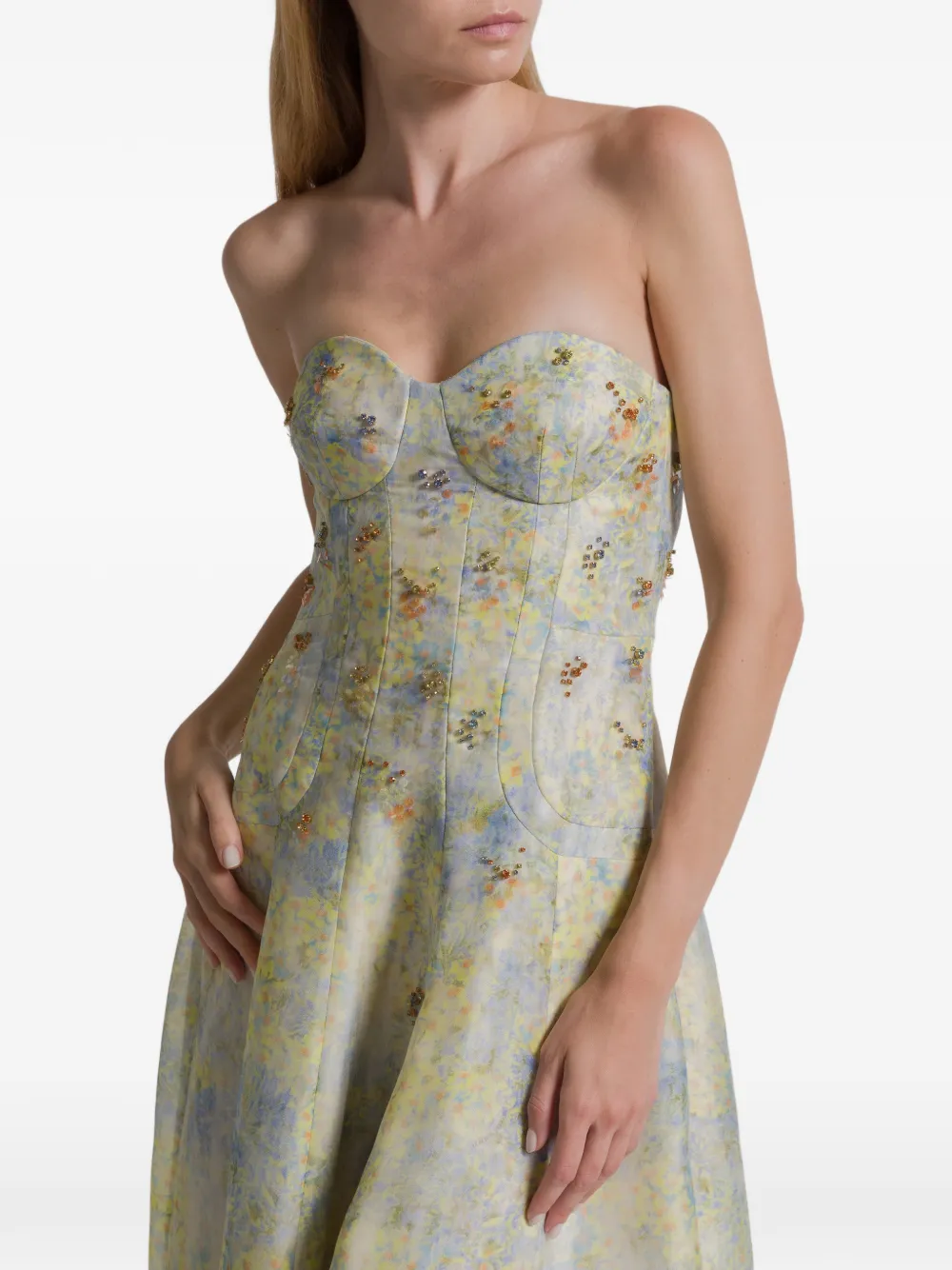 Alberta Ferretti Midi-jurk met bloemenprint Geel