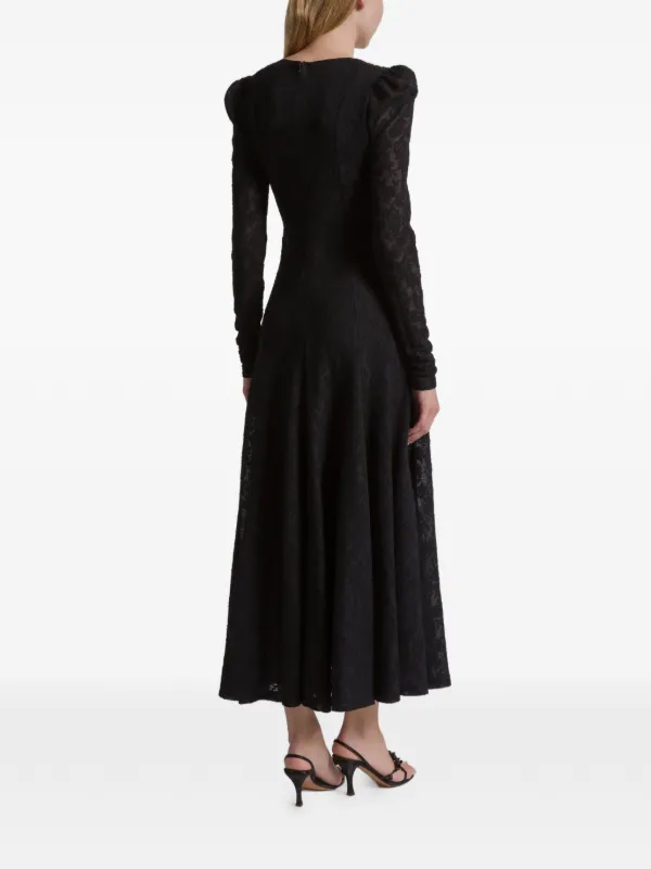 alberta ferretti black dress Long dress with cape detail and back bow