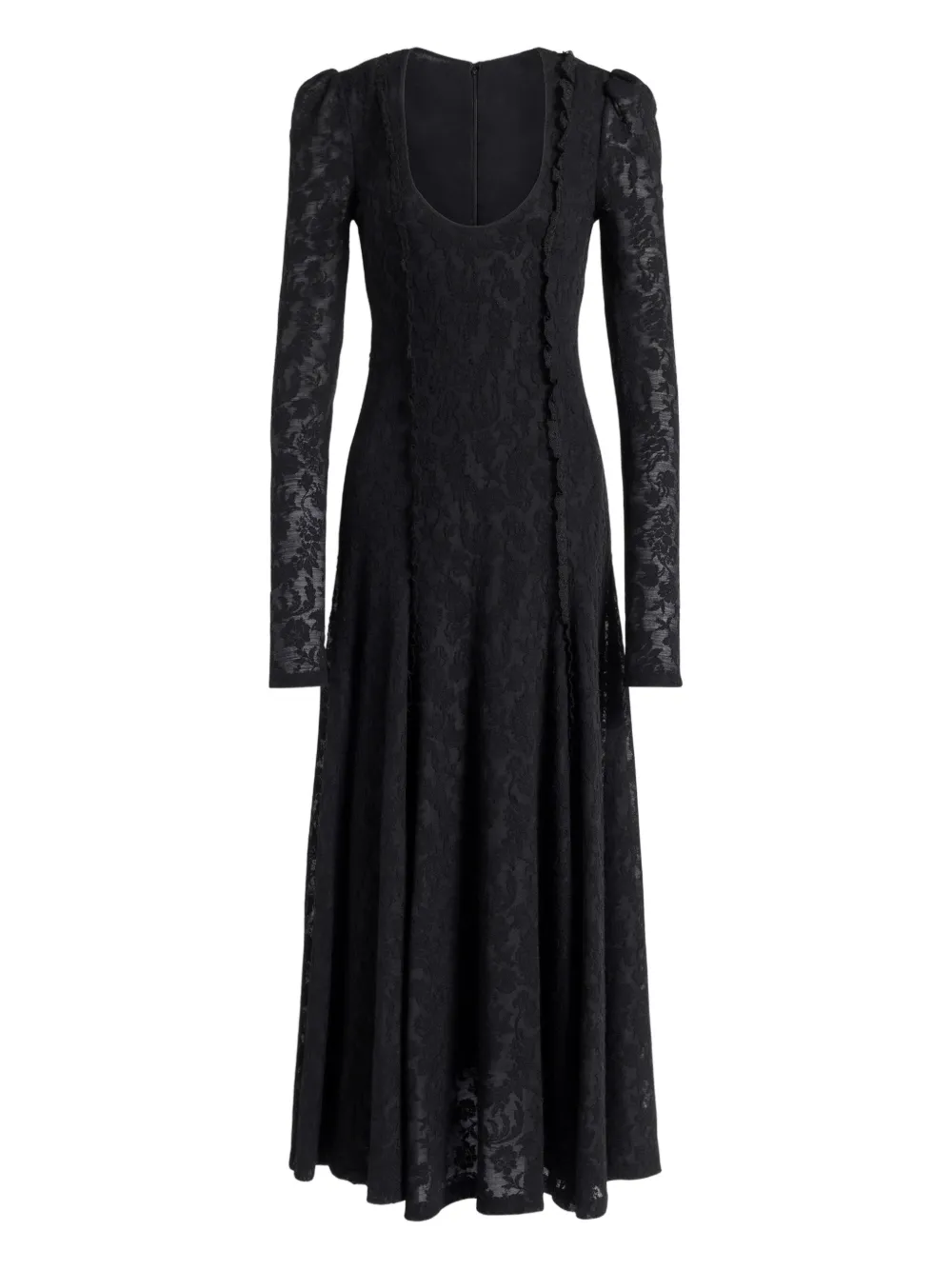 Alberta Ferretti Long-sleeve Midi Dress In Black