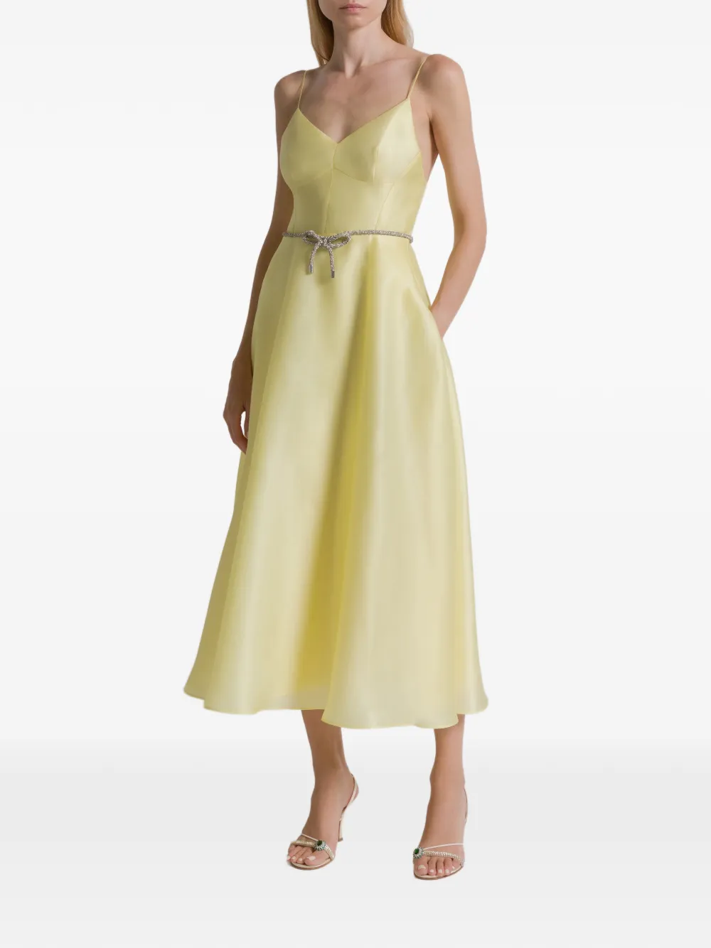 Alberta Ferretti Midi-jurk met V-hals en spaghettibandjes - Geel