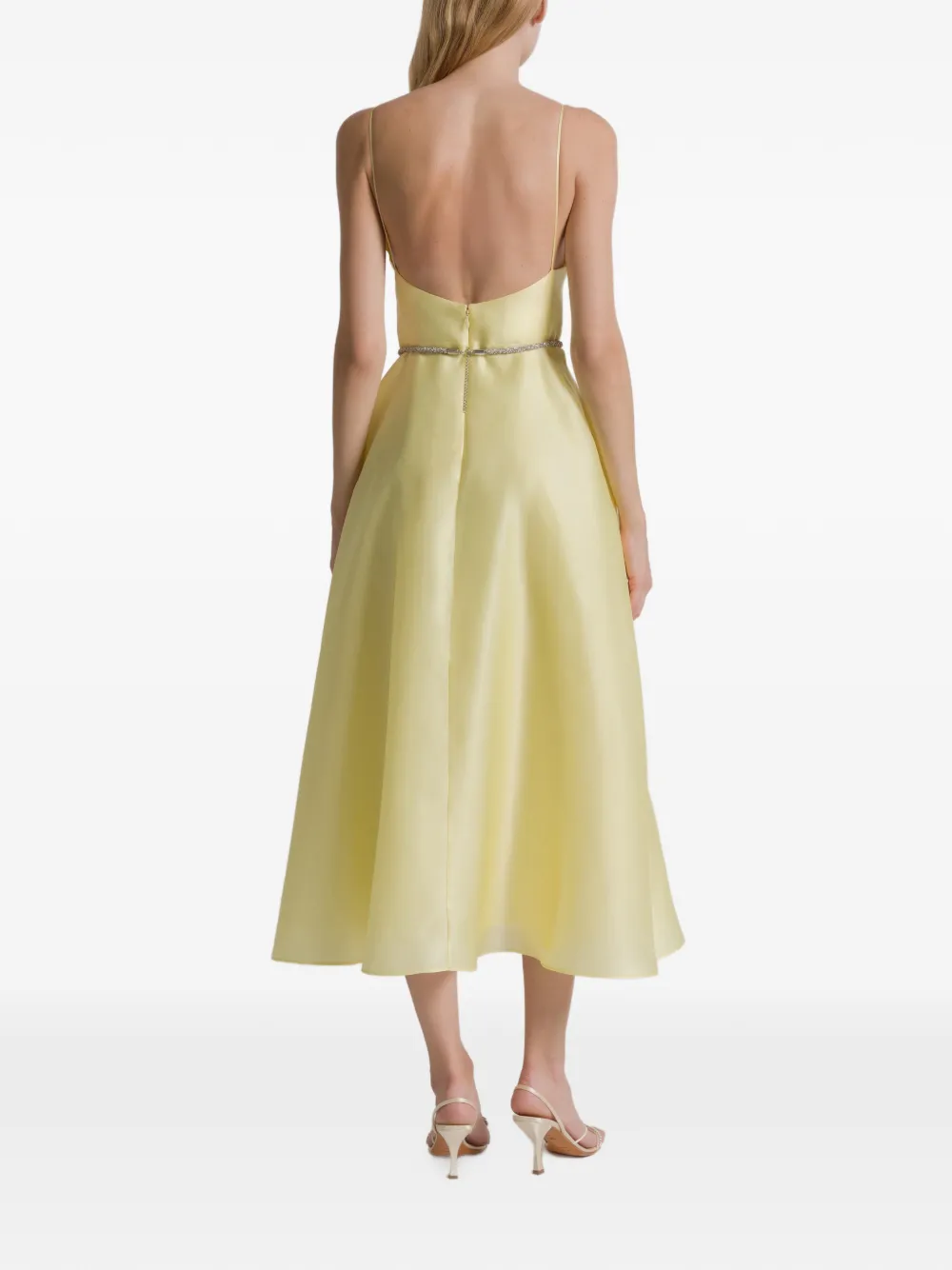 Alberta Ferretti Midi-jurk met V-hals en spaghettibandjes Geel