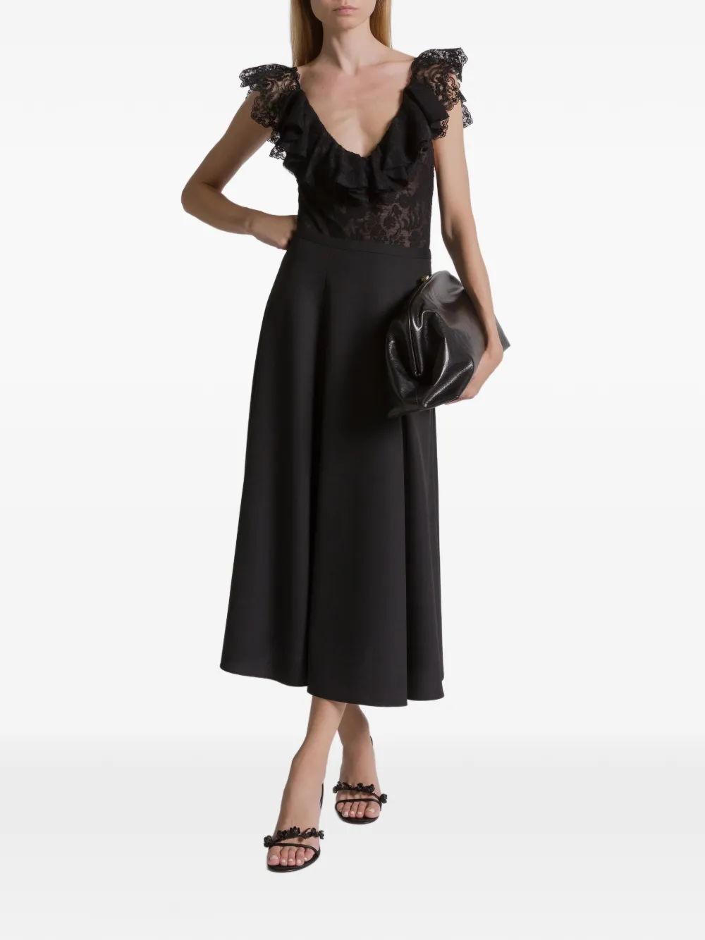 Alberta Ferretti Flared Midi Skirt In Black