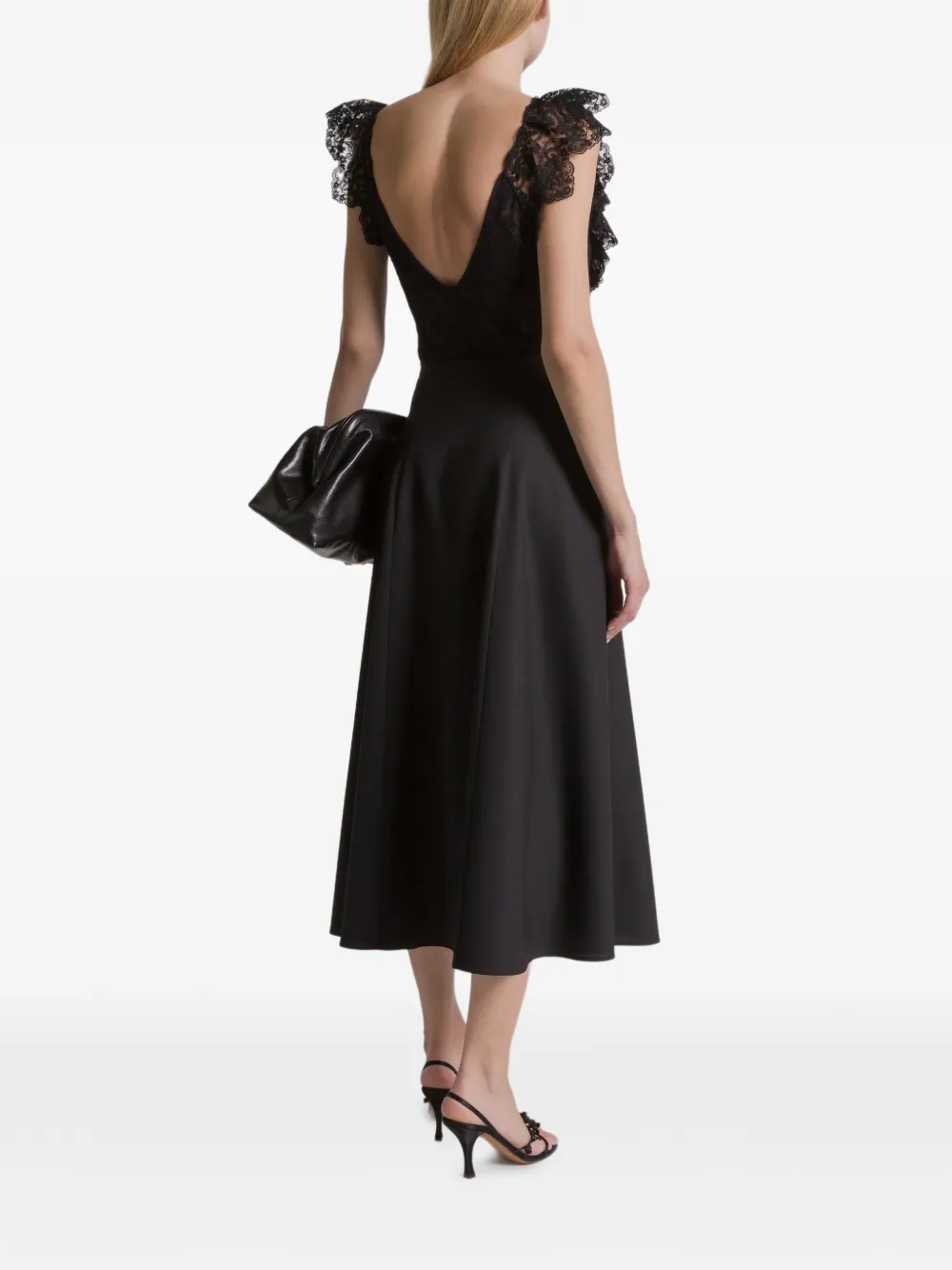 Alberta Ferretti flared midi skirt Zwart