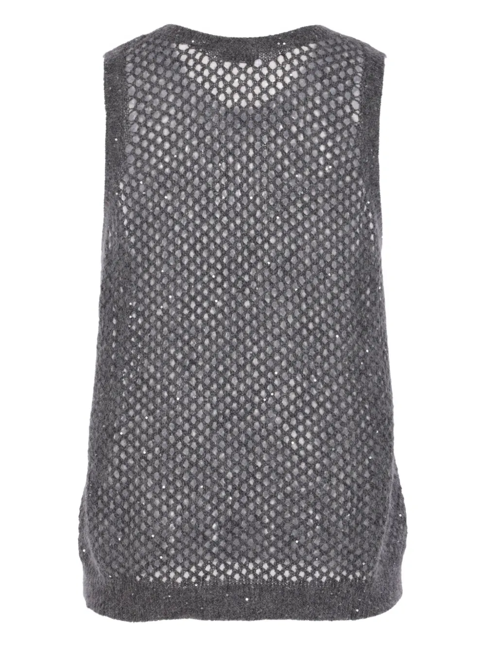 Brunello Cucinelli Open-knit Sequin Top In Gray
