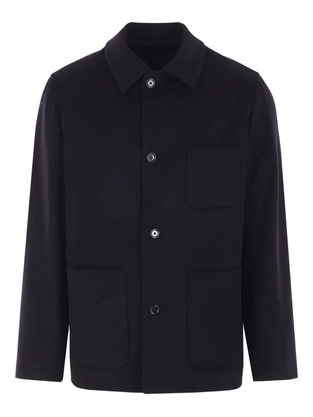 Lardini patch-pocket pointed-collar coat | Black | Image 1