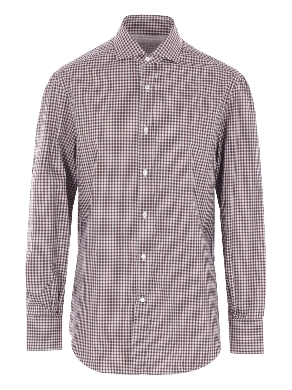Brunello Cucinelli Check-pattern Cotton Shirt In Brown