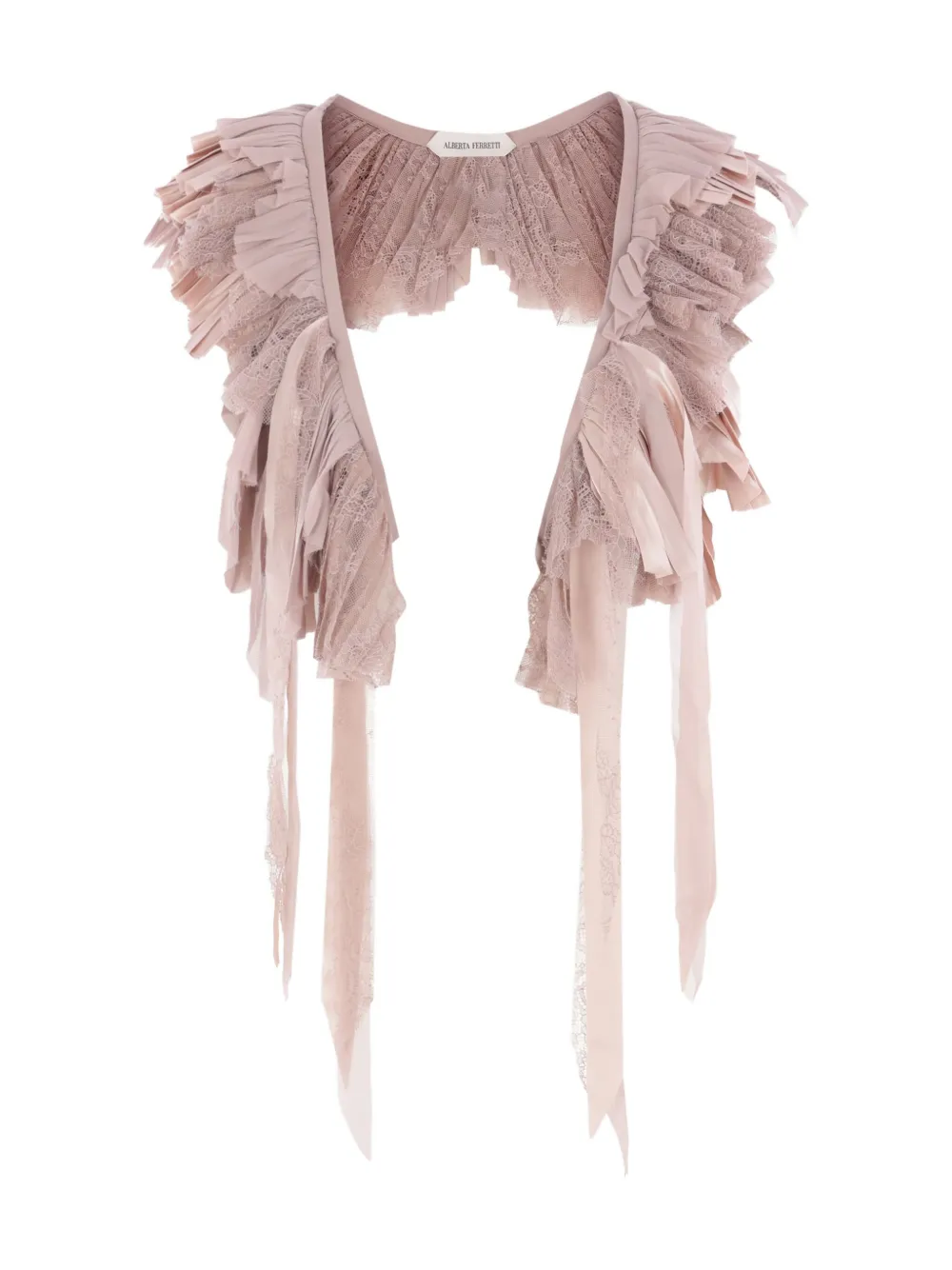 Alberta Ferretti Pleated Ruffle Scarf In Pink
