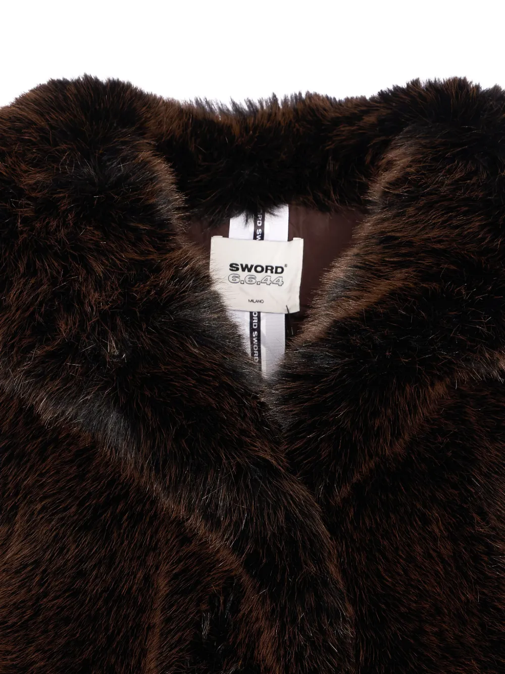 Sword 6.6.44 Sword Brown Faux Fur Gilet With Hood In Brown
