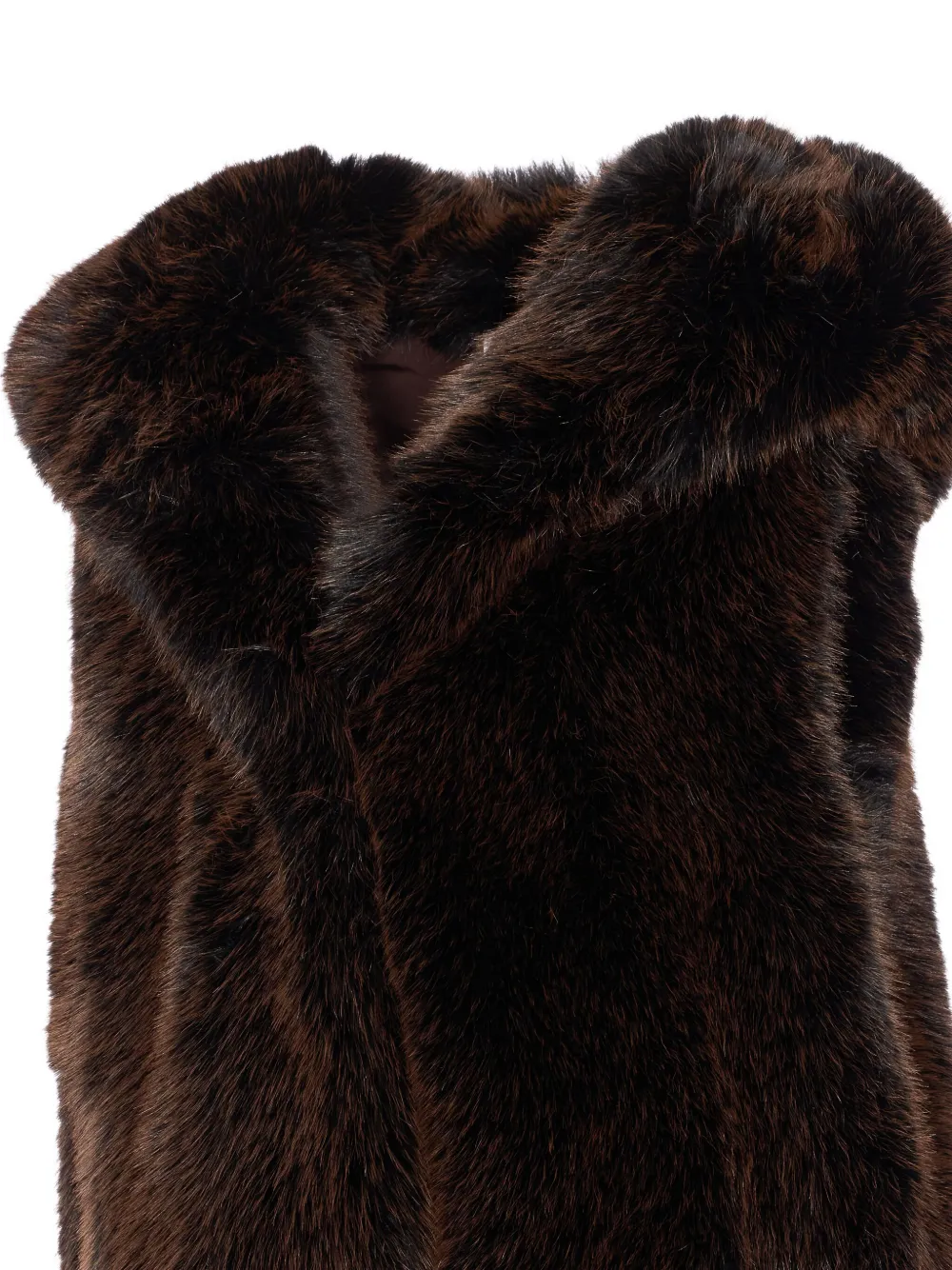 Sword 6.6.44 Sword Brown Faux Fur Gilet With Hood In Brown