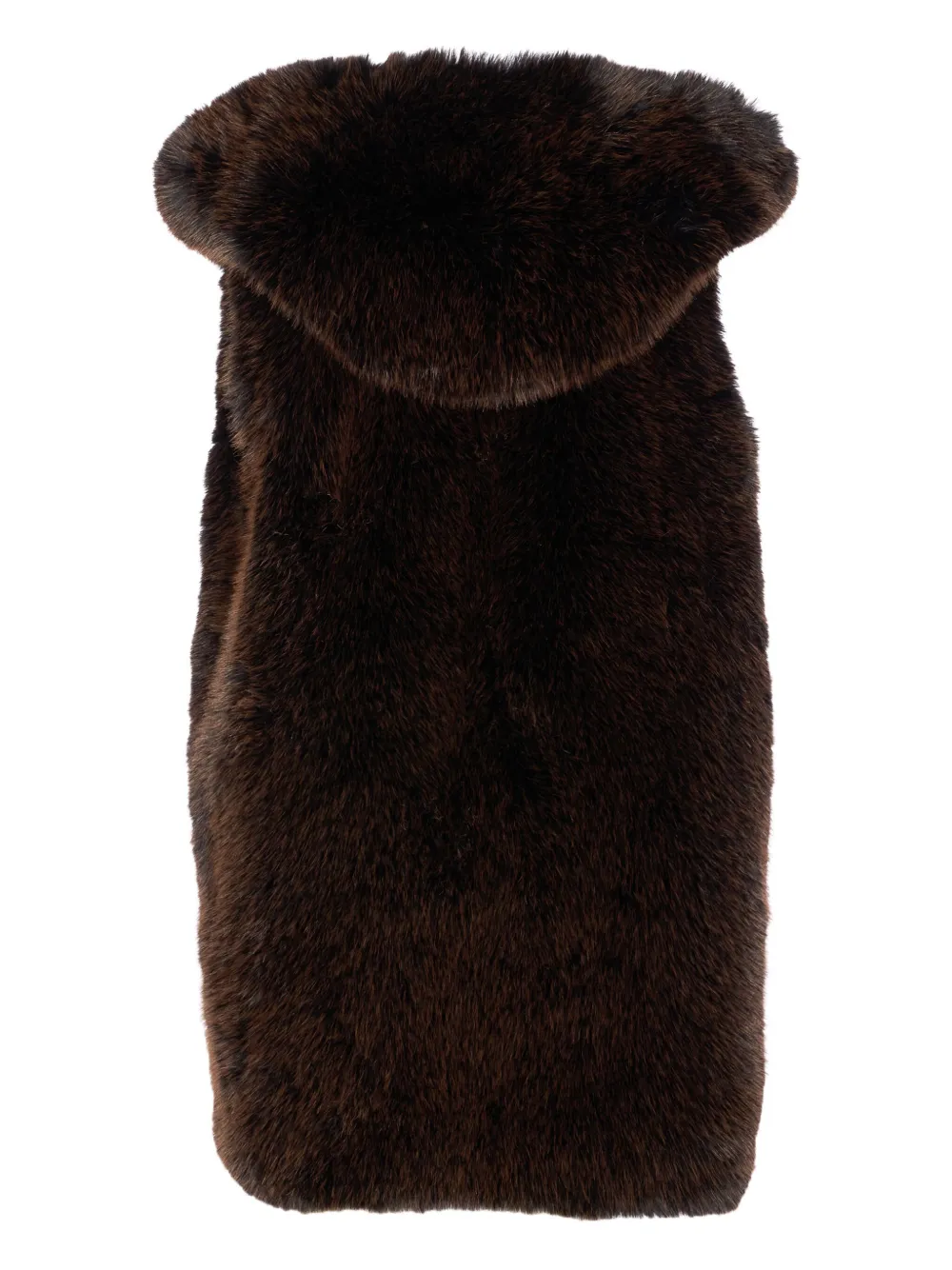 Sword 6.6.44 Sword Brown Faux Fur Gilet With Hood In Brown