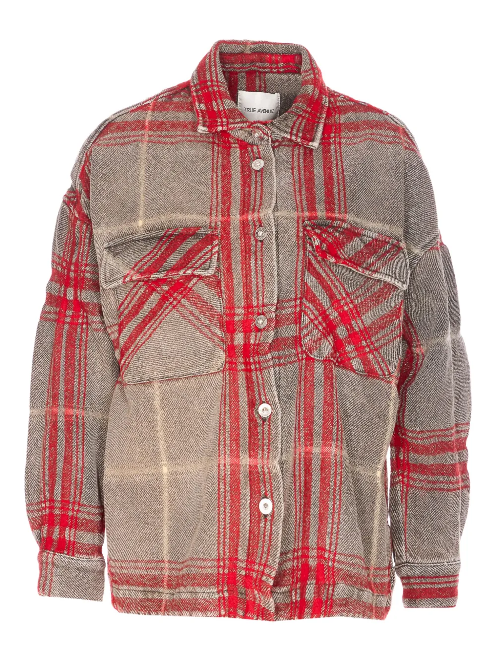 True Avenue Checked Button Jacket In Red