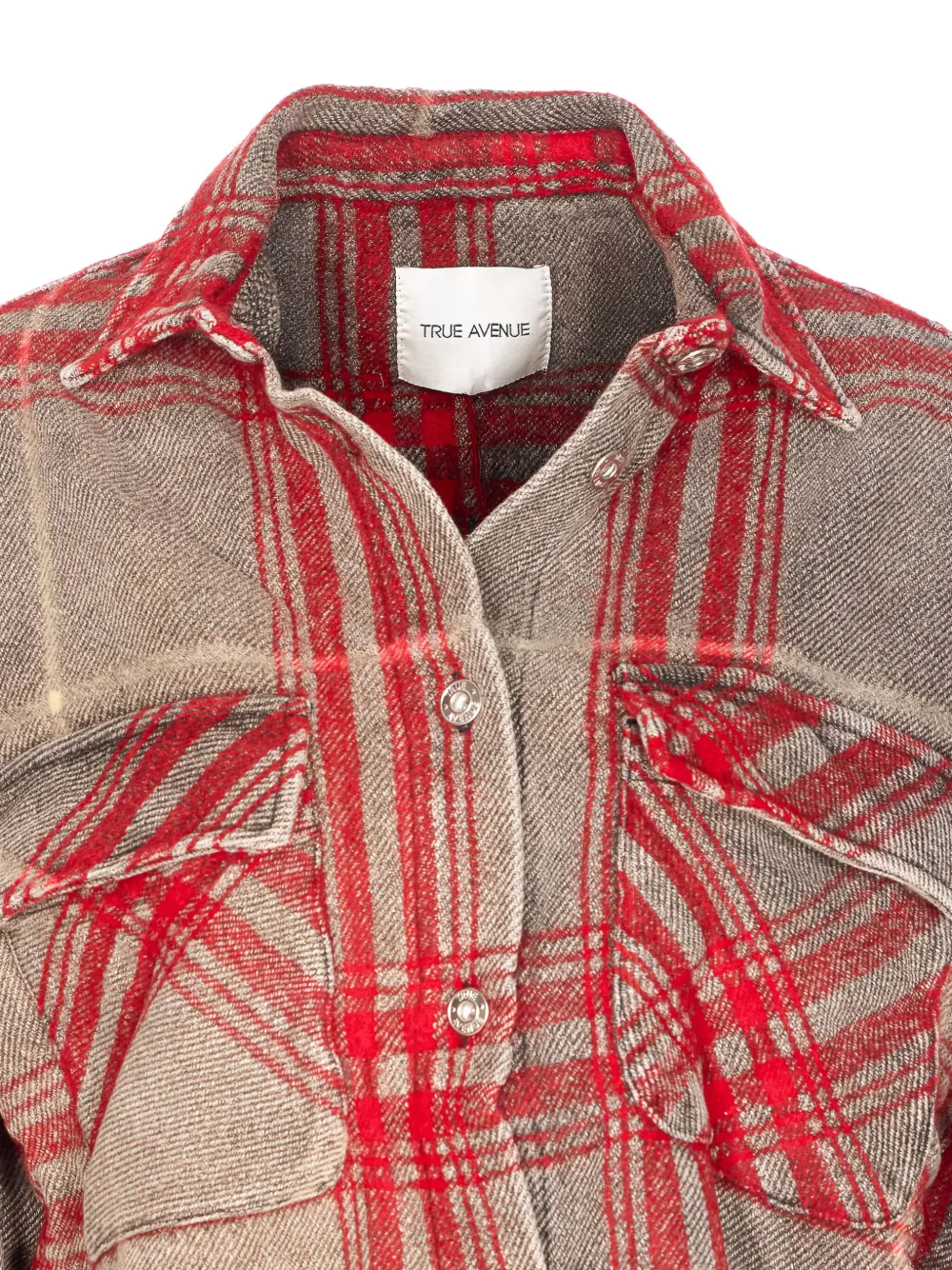 True Avenue Checked Button Jacket In Red
