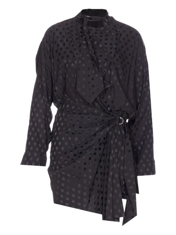 Isabel Marant Polka-dot Tie-belt Dress in Black