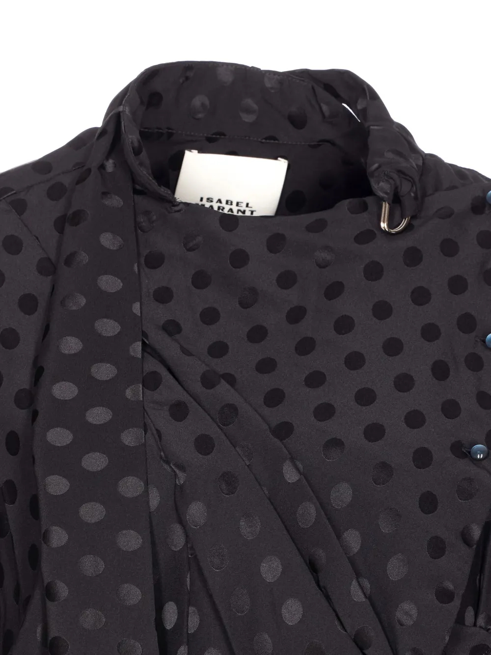 Isabel Marant Dots Print Wrap Dress Belted Waist In Black