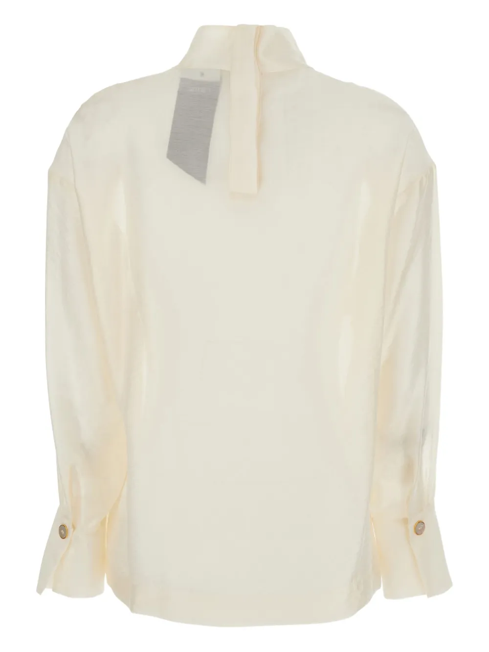Rame White Turtleneck Pullover With Buttoned Cuffs In Tech Fabric Woman In Neutral