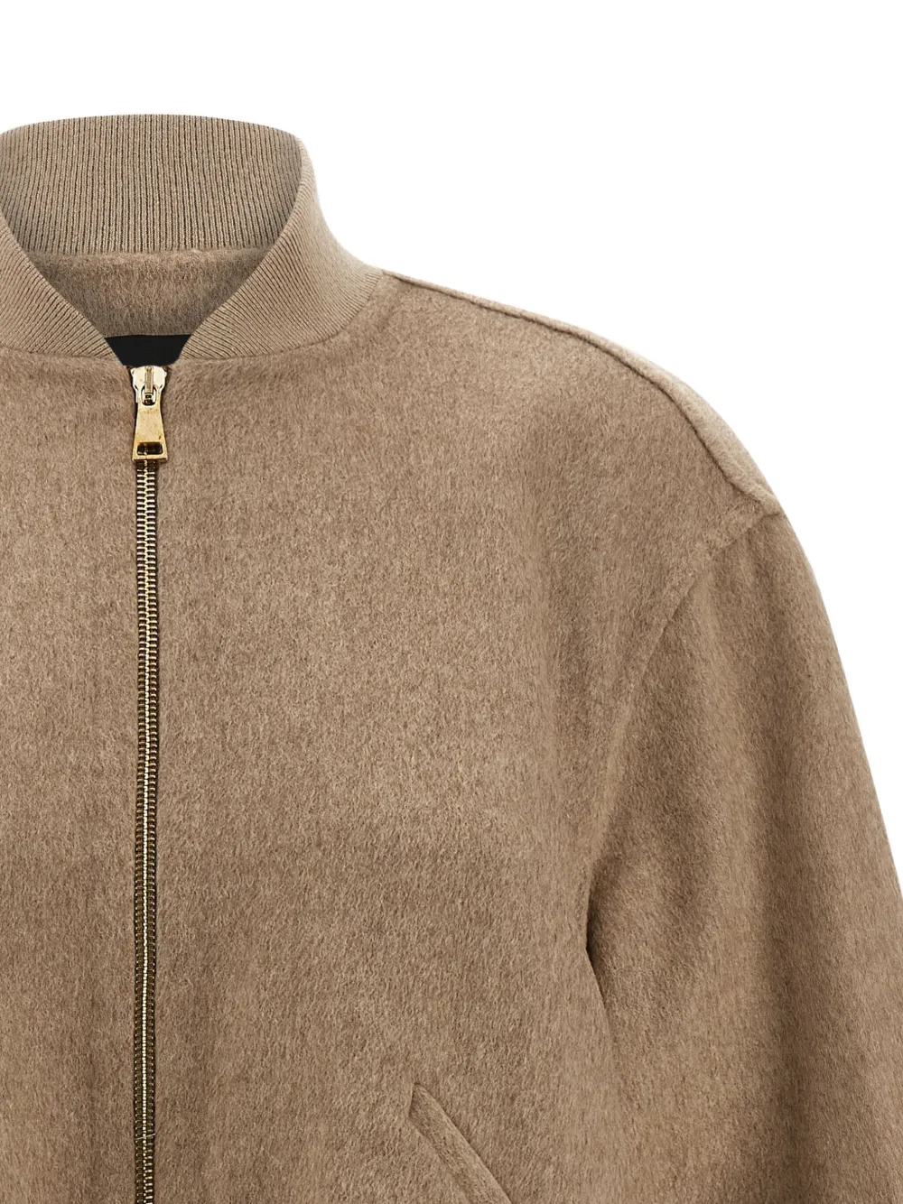 Fabiana Filippi Cashmere Bomber Jacket Puffer Jackets Beige In Brown