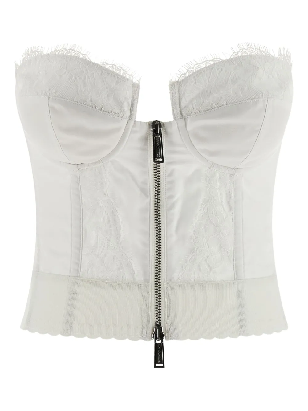 Dsquared2 Off-the-shoulder Bustier Top With Lace And Tulle Detailing In White