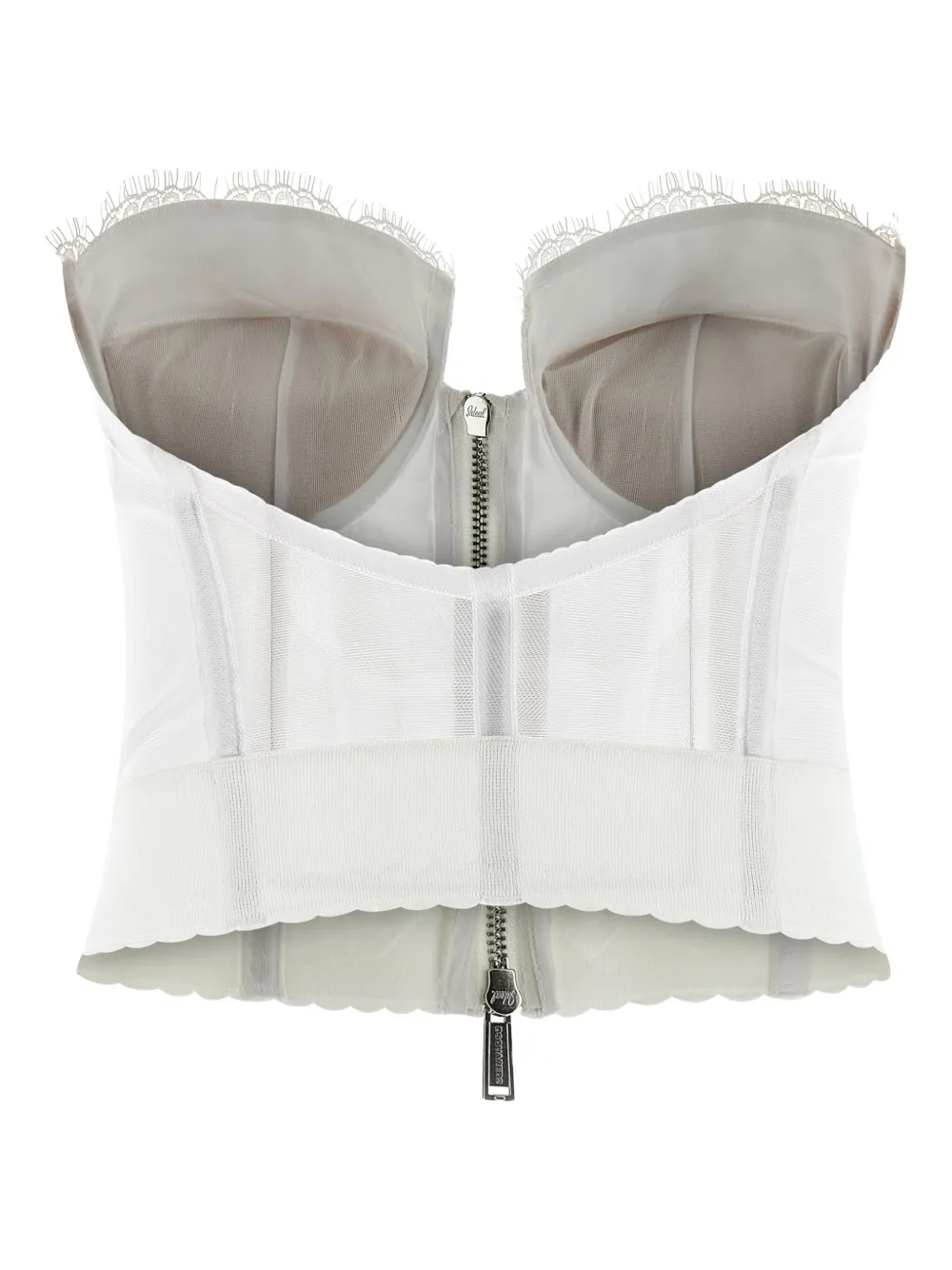 DSQUARED2 x Vaquera lace-trim zip-front corset - Wit