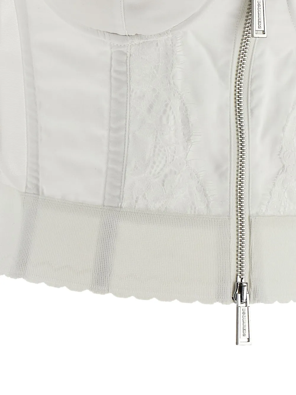 Dsquared2 Off-the-shoulder Bustier Top With Lace And Tulle Detailing In White