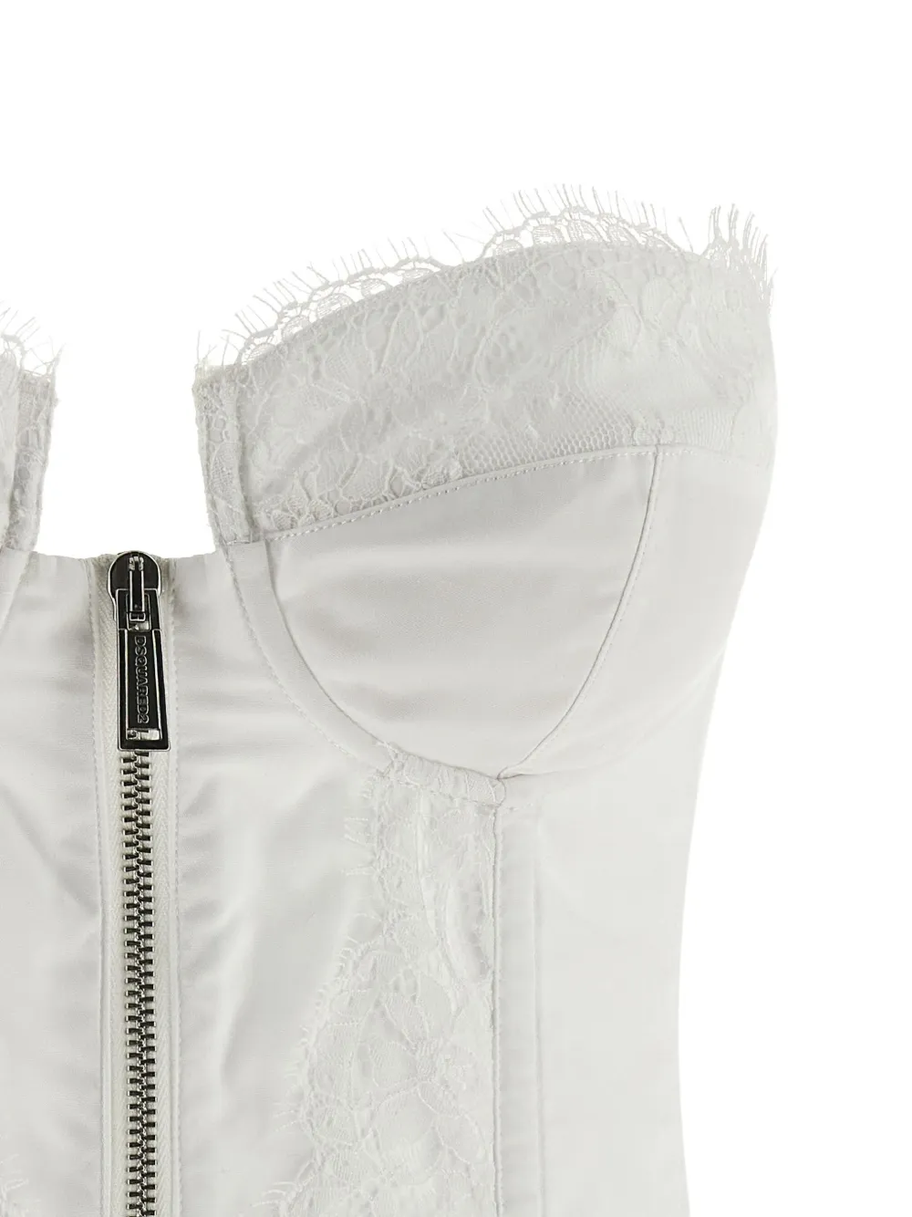 Dsquared2 Off-the-shoulder Bustier Top With Lace And Tulle Detailing In White