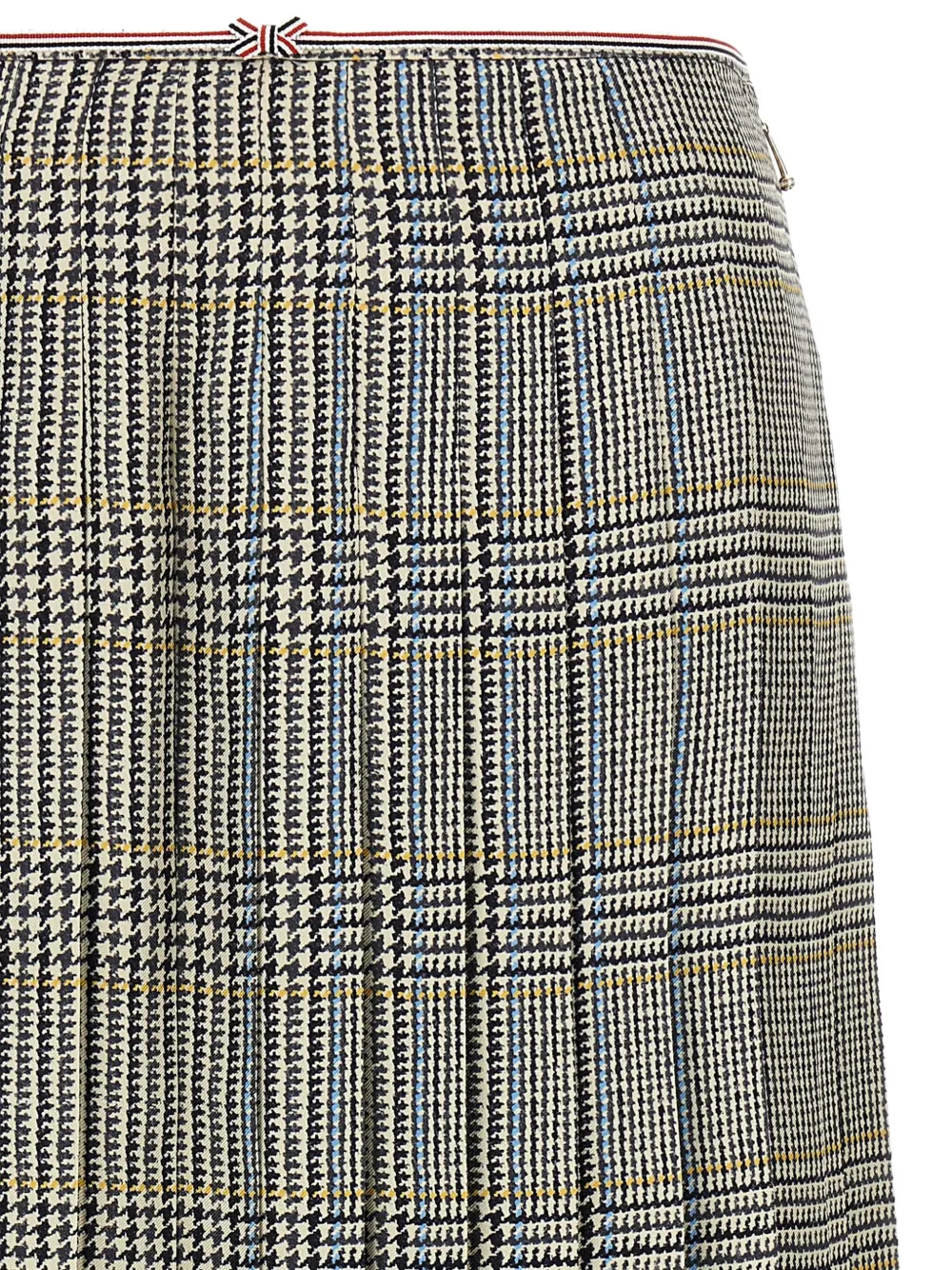 Thom Browne Houndstooth-pattern Pleated Midi Skirt In Gray