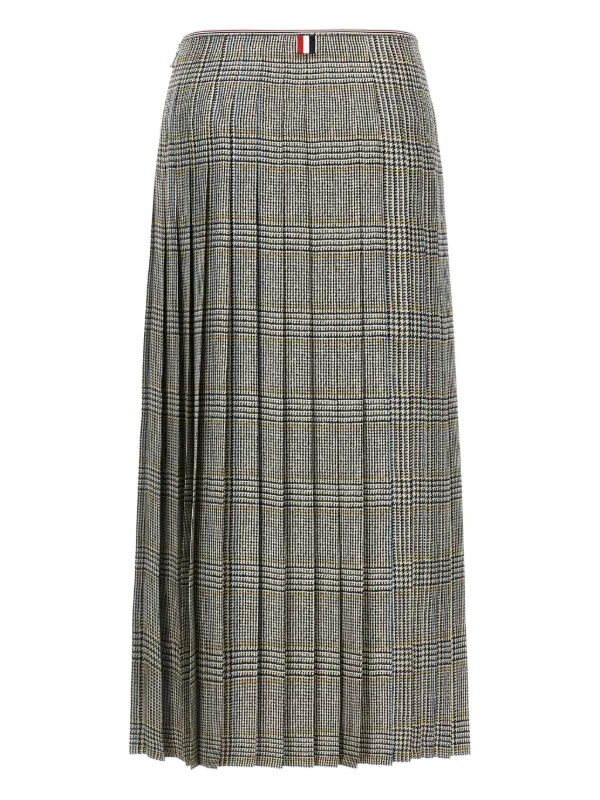 THOM BROWNE プリーツスカート グレー 36 Thom Browne ハウンドトゥース プリーツスカート | グレー | FARFETCH JP