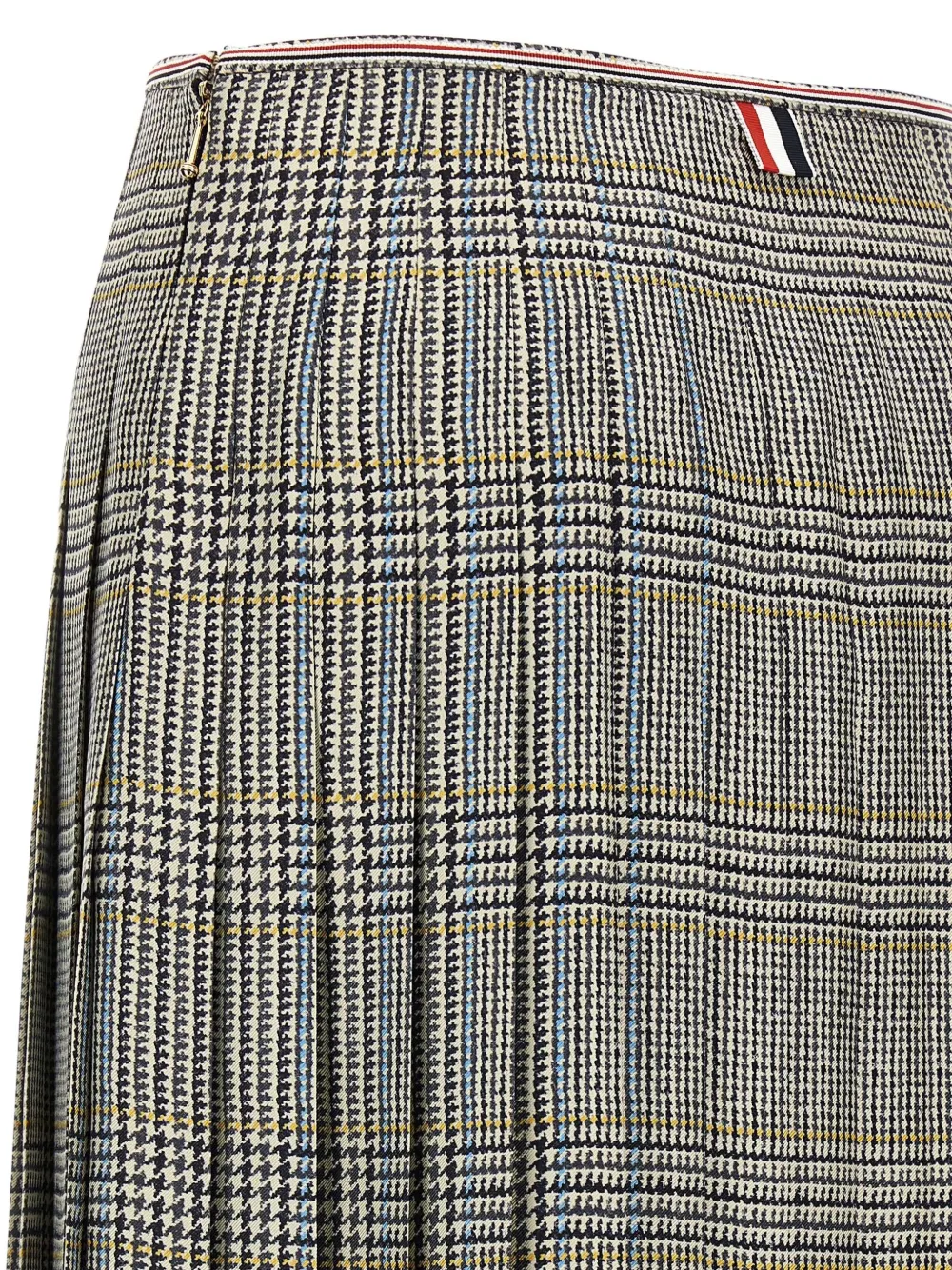 Thom Browne Houndstooth-pattern Pleated Midi Skirt In Gray