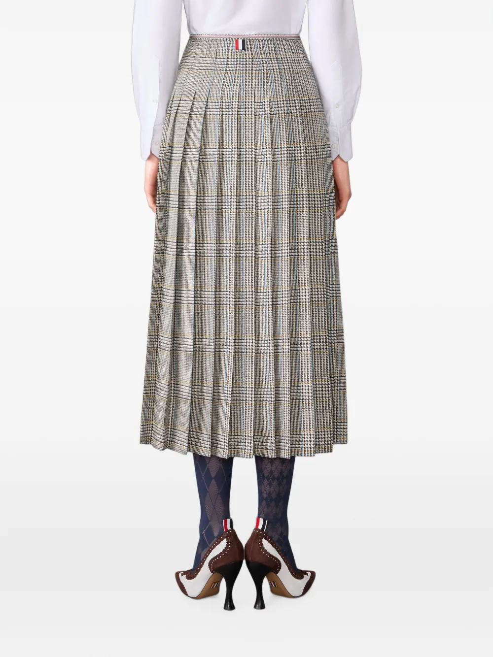 Thom Browne Midi-rok met pied-de-poule print Grijs