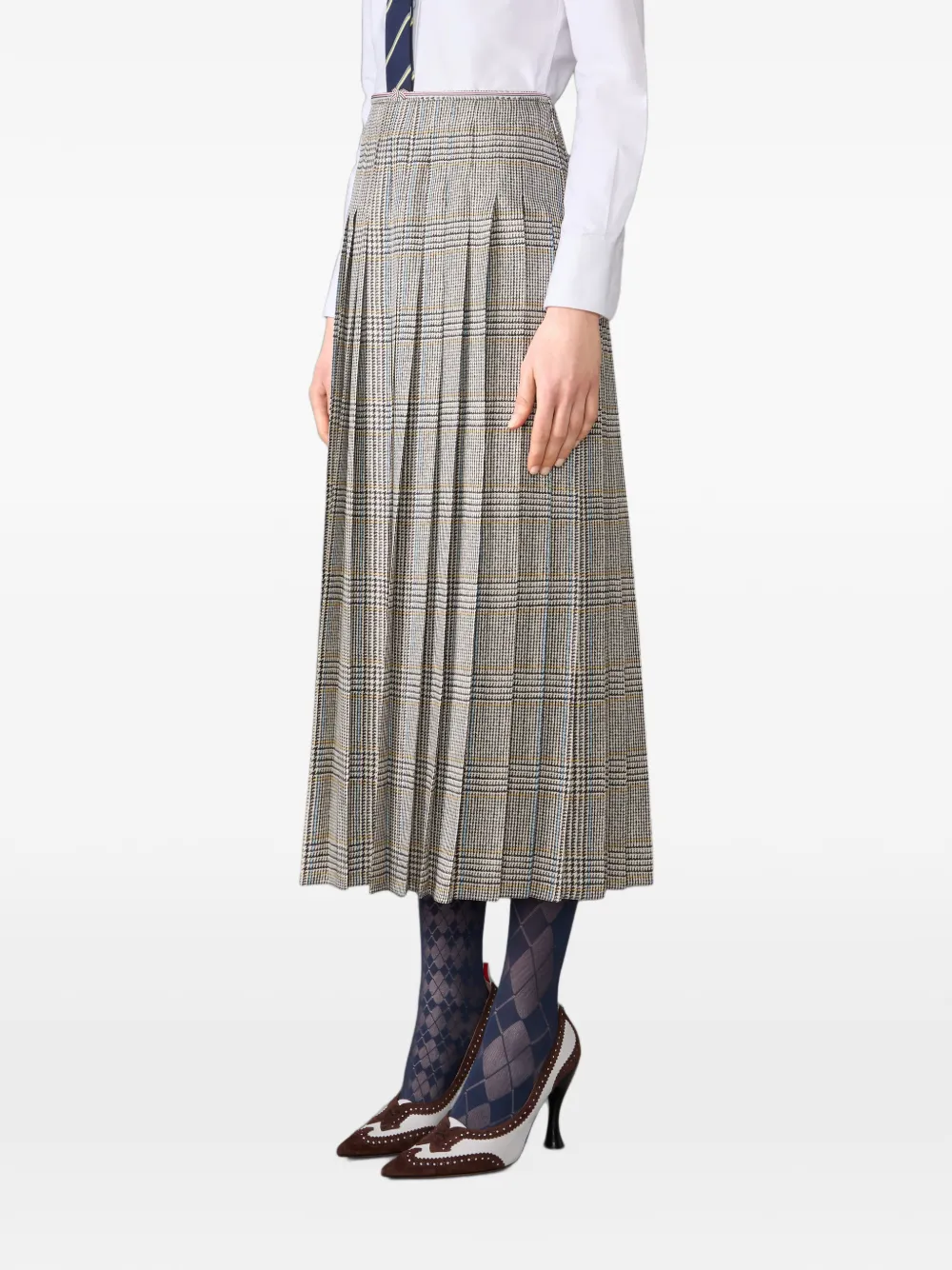 Thom Browne Midi-rok met pied-de-poule print Grijs