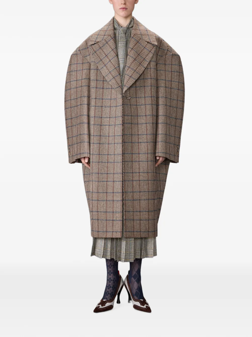 Thom Browne Midi-rok met pied-de-poule print Grijs