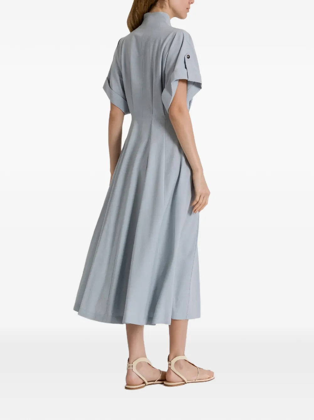 Buttoned V-Neck Dress