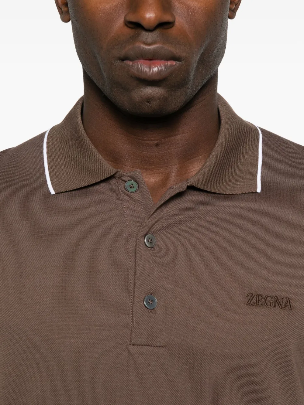 Zegna Poloshirt met geborduurd logo Bruin