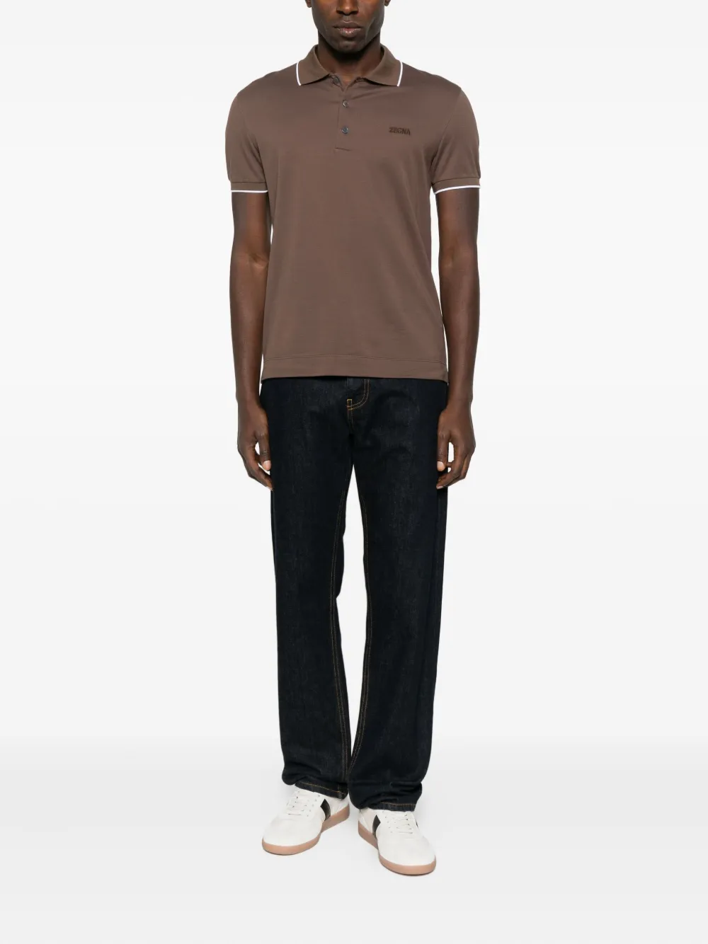 Zegna Poloshirt met geborduurd logo - Bruin