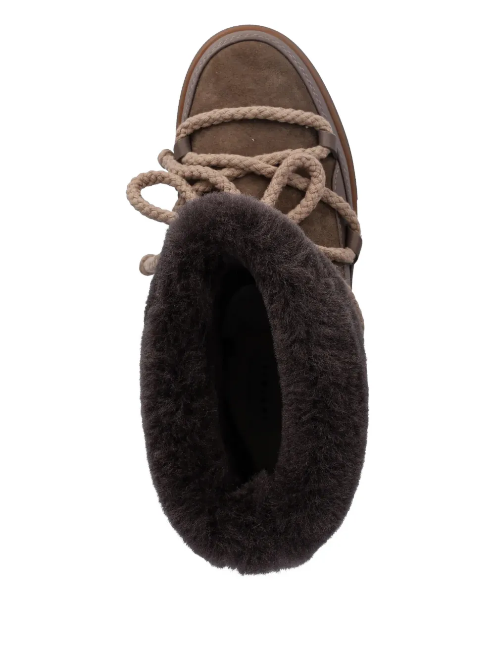 Inuikii Fleece-trim Lace-up Boots In Brown