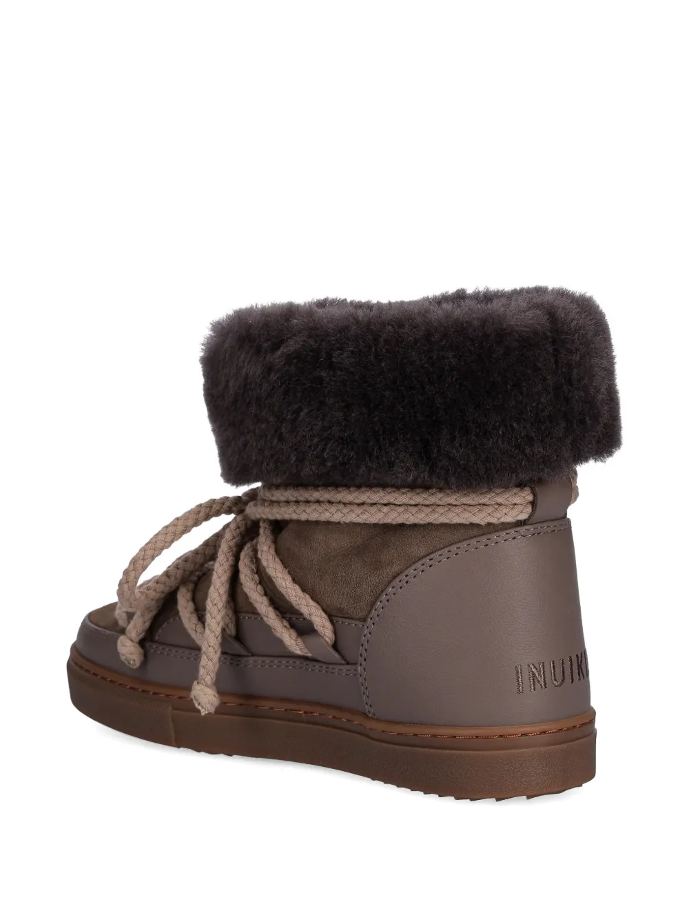 Inuikii Fleece-trim Lace-up Boots In Brown