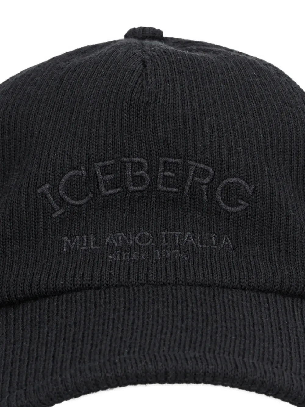 Iceberg Geribbelde honkbalpet met logo Zwart