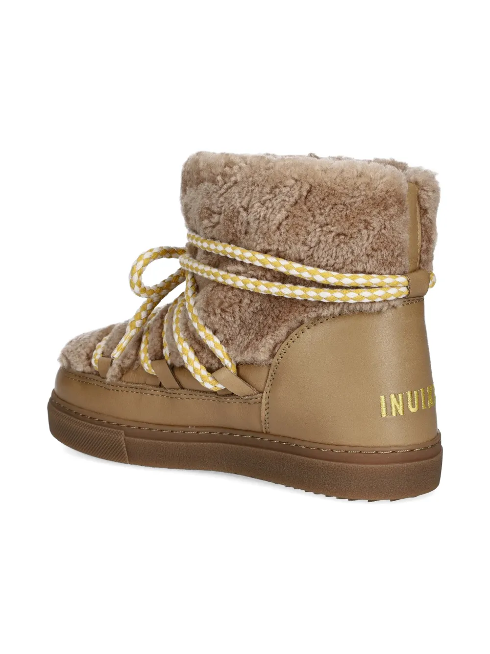 Inuikii Curly shearling lace-up boots Beige