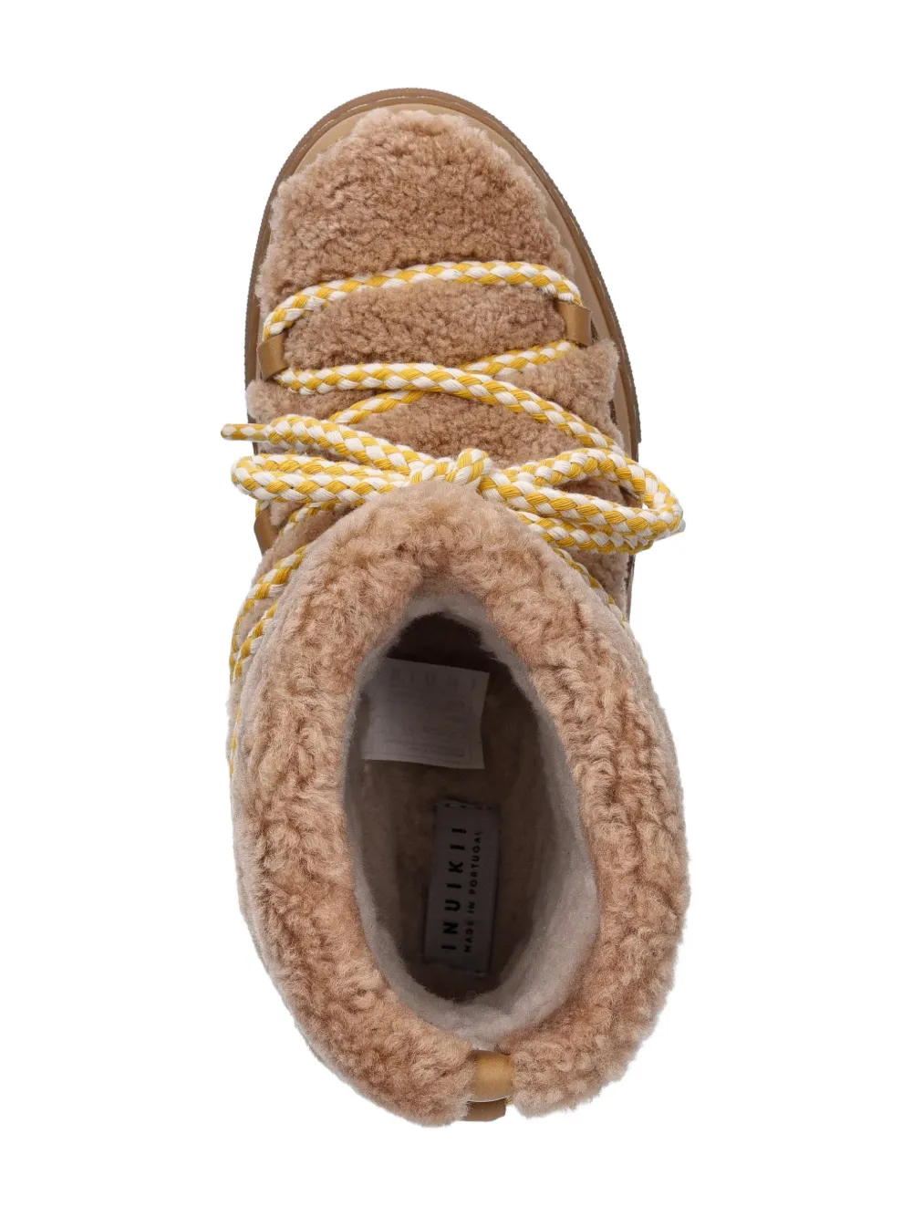 Inuikii Curly shearling lace-up boots Beige