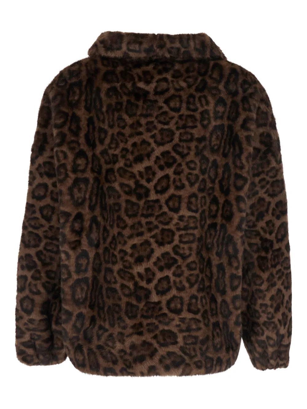 Giovanni Paris Leopard-print Zip-front Jacket In Brown
